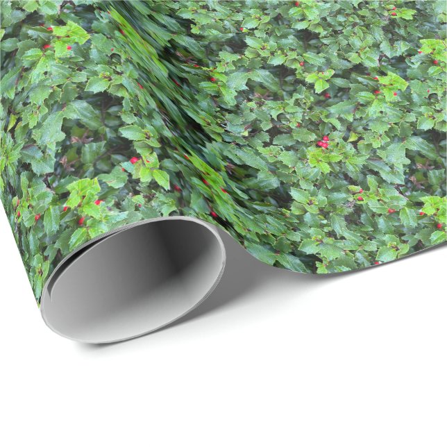 Papel De Regalo Elegant Holly Berry Christmas Gift Supply (Esquina del rollo)