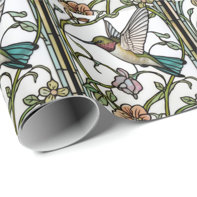 Papel De Regalo Elegant hummingbird artwork botanical boho chic (Esquina del rollo)