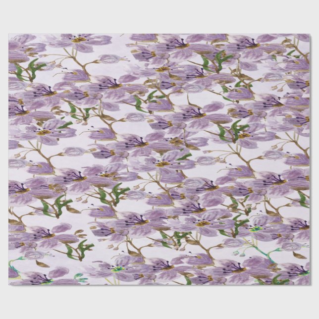 Papel De Regalo Elegant Lavender Bloom Wrapping Paper Roll (Superficie plana)