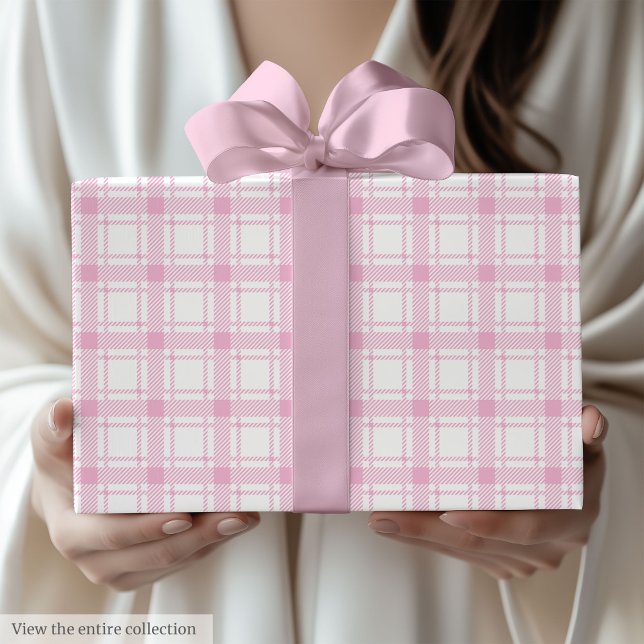 Papel De Regalo Elegant Light Pink Gingham 50th Birthday Wrapping (Elegant Light Pink Gingham 50th Birthday Wrapping)