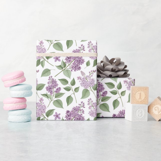 Papel De Regalo Elegant Lilac Floral Pattern (Baby Shower)