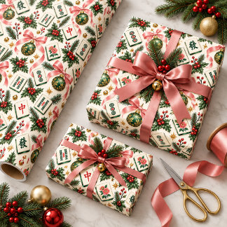 Papel De Regalo Elegant Mahjong Christmas Wrapping Paper