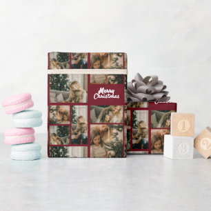 Papel De Regalo Elegant Merry Christmas Collage Red