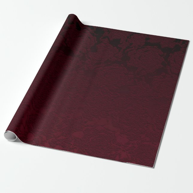 Papel De Regalo Elegant Modern Burgundy Floral Pattern (Desenrollado)