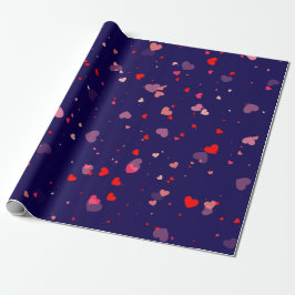 Papel De Regalo Elegant Navy Blue Pink Hearts Valentine