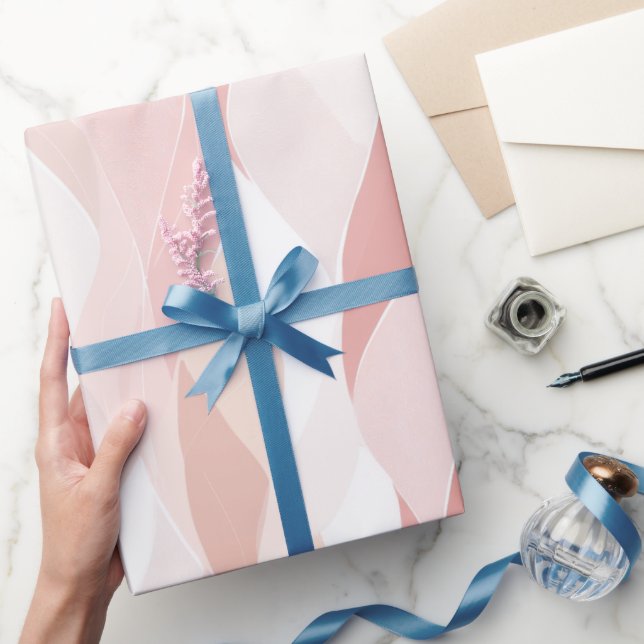 Papel De Regalo Elegant Pastel Blush Rose Wave Abstract Pattern (Regalar)