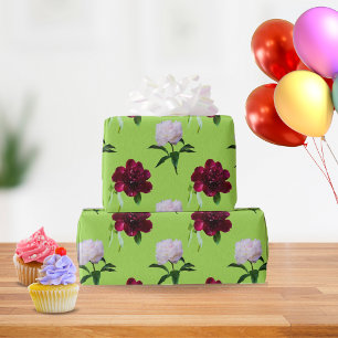 Papel De Regalo Elegant Peony Summer Green Wrapping Paper