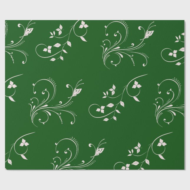 Papel De Regalo Elegant Pink Floral Swirl Wrapping Paper (Superficie plana)