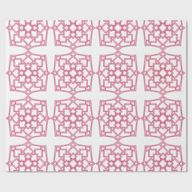 Papel De Regalo Elegant Pink Geometric Lace Pattern Wrapping Paper (Superficie plana)