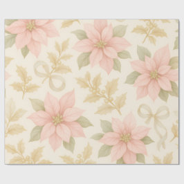 Papel De Regalo Elegant Pink Poinsettia Christmas Wrapping Paper