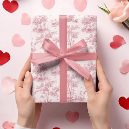 Papel De Regalo Elegant Pink Toile Pattern | Easter Wrapping Paper