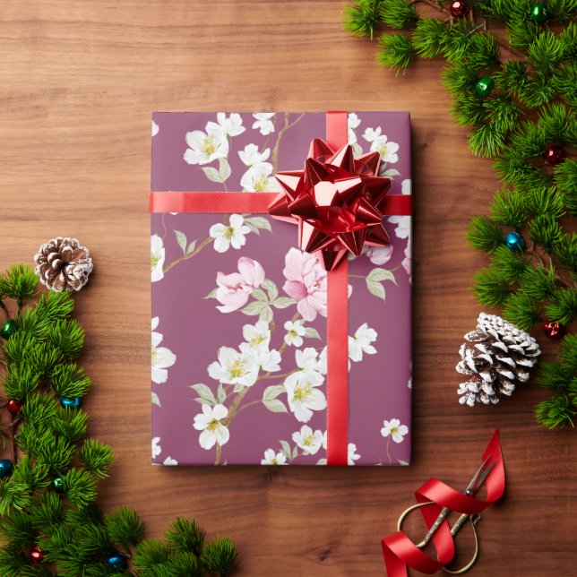 Papel De Regalo Elegant Pink & White Floral Wrapping Paper (Regalo de vacaciones)