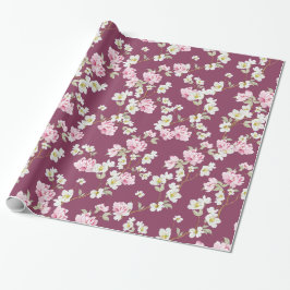 Papel De Regalo Elegant Pink & White Floral Wrapping Paper