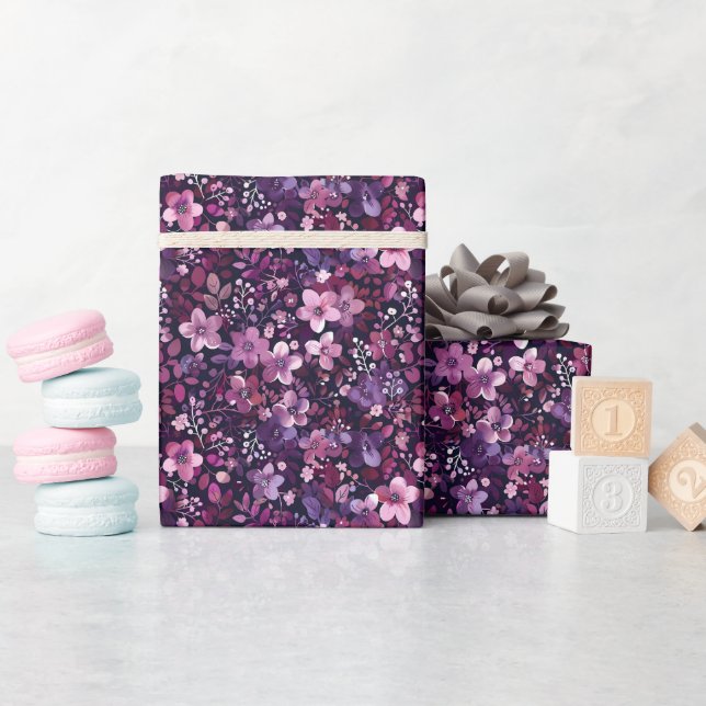 Papel De Regalo Elegant Plum & Berry Floral  (Baby Shower)