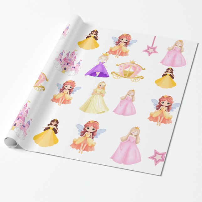 Papel De Regalo Elegant Princess Birthday Celebration (Desenrollado)