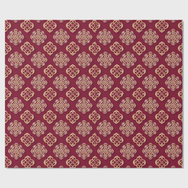 Papel De Regalo Elegant Red and Gold Pattern Design (Superficie plana)