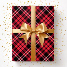 Papel De Regalo Elegant Red Plaid Pattern