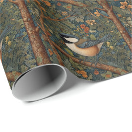 Papel De Regalo Elegant Retro Art Nouveau woodland bird
