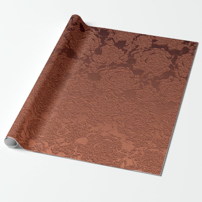 Papel De Regalo Elegant Rustic Terracotta Fall Floral (Desenrollado)