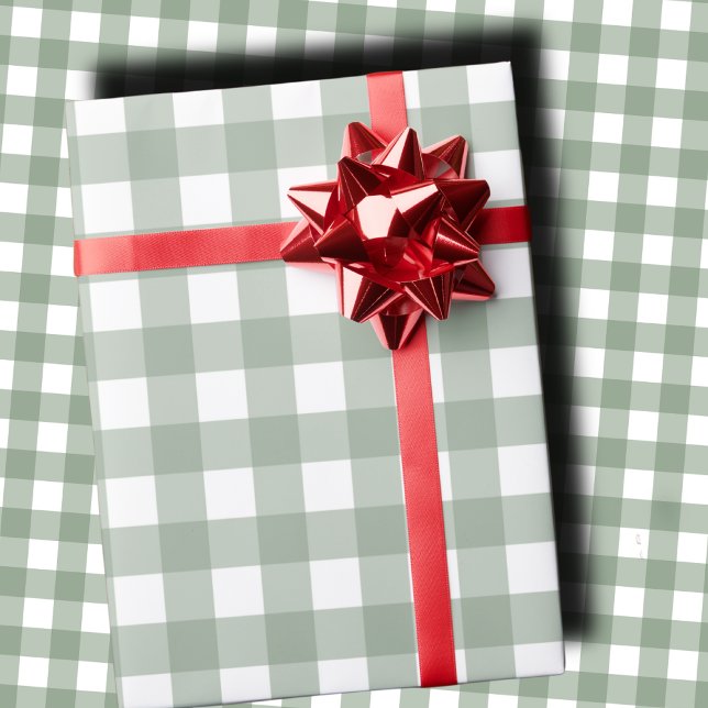 Papel De Regalo Elegant Sage Green and White Gingham Holiday  (Subido por el creador)