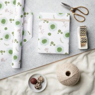 Papel De Regalo Elegant Sage Green Watercolor Floral Wedding