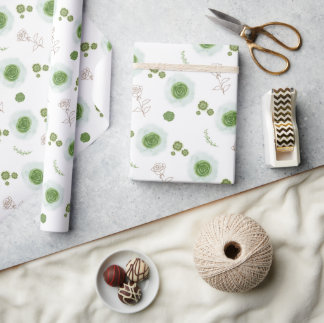 Papel De Regalo Elegant Sage Green Watercolor Floral Wedding