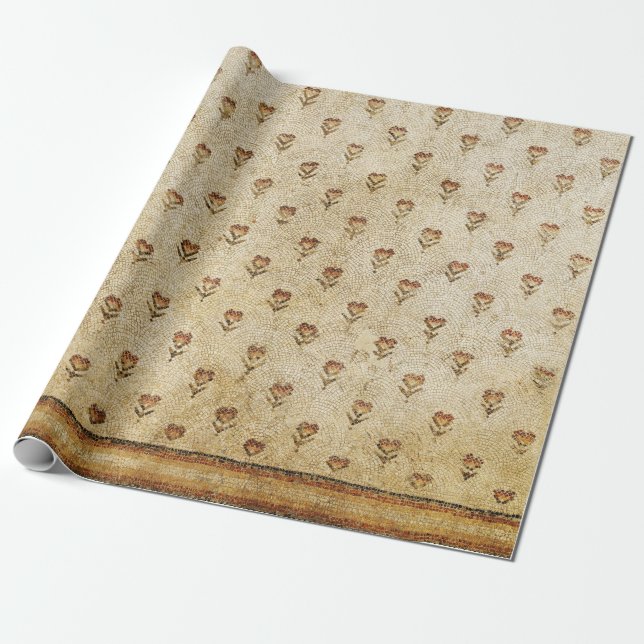 Papel De Regalo ELEGANT SIMPLE BYZANTINE MOSAIC FLOWERS Antique  (Desenrollado)