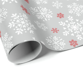 Papel De Regalo Elegant snowflakes white on grey