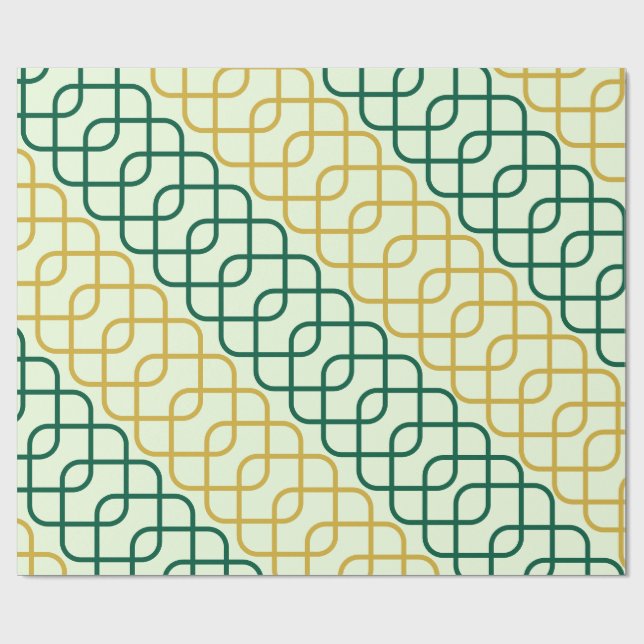 Papel De Regalo Elegant Teal and Gold Geometric Interlocking (Superficie plana)
