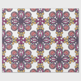 Papel De Regalo Elegant Teal & Maroon Floral Pattern Wrapping