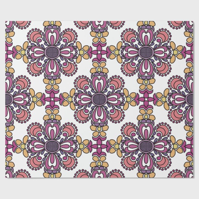 Papel De Regalo Elegant Teal & Maroon Floral Pattern Wrapping  (Superficie plana)