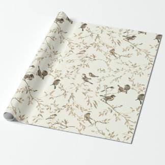 Papel De Regalo Elegant Vintage Bird and Branch Pattern