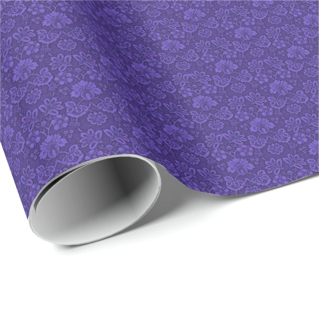 Papel De Regalo Elegant Violet Vintage Damask Pattern (Esquina del rollo)
