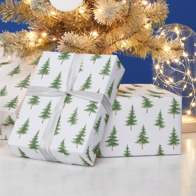 Papel De Regalo Elegant Watercolor Christmas Tree Wrapping Paper (Vacaciones)