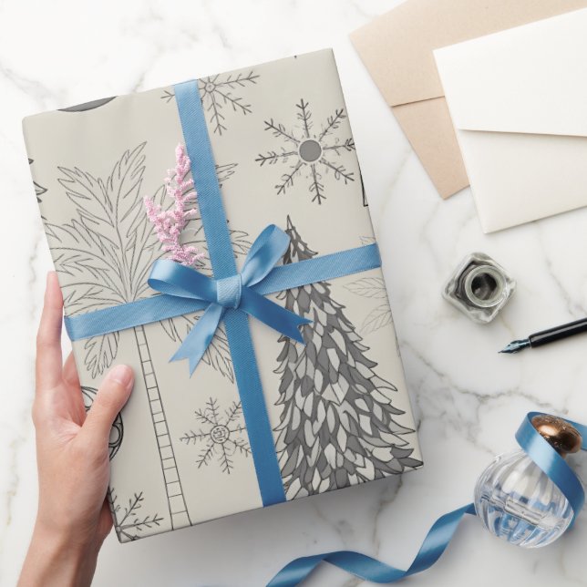 Papel De Regalo Elegant Winter Snowflake Monochromatic Christmas (Regalar)