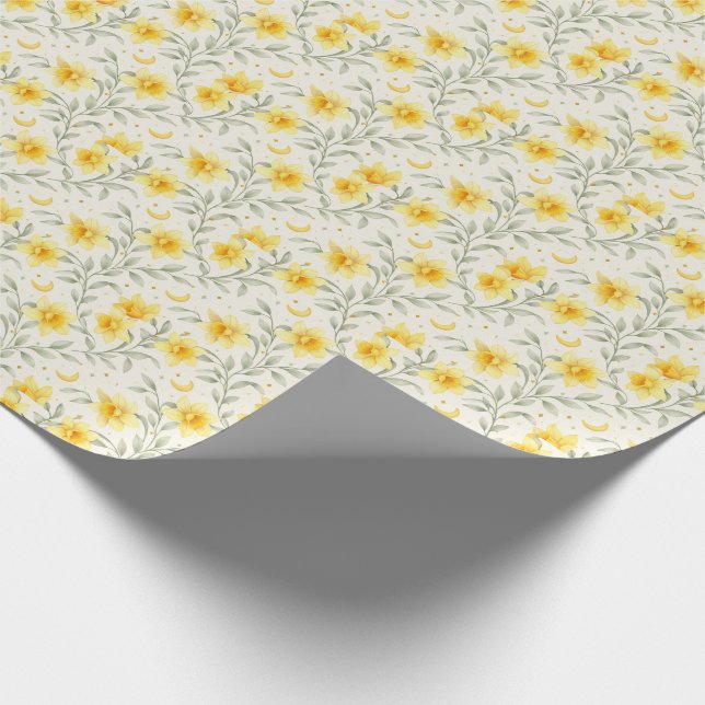 Papel De Regalo Elegant Yellow Daffodil Floral Wrapping Paper (Esquina)