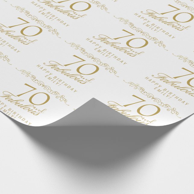 Papel De Regalo Elegante 70 y fabuloso cumpleaños 70 (Esquina)