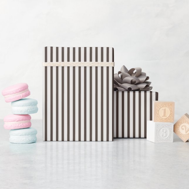 Papel de regalo elegante a rayas marrón/gris claro (Baby Shower)