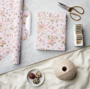 Papel De Regalo Elegante acuarela Amor floral