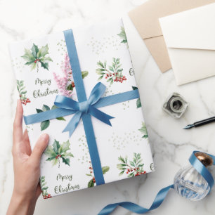 Papel De Regalo Elegante acuarela Feliz Navidad