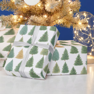 Papel De Regalo Elegante acuarela Navidades de la Selva Evergreen