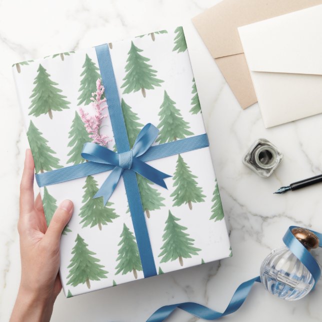 Papel De Regalo Elegante acuarela Navidades de la Selva Evergreen  (Regalar)