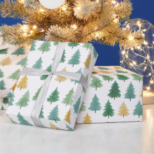 Papel De Regalo Elegante acuarela Navidades de la Selva Evergreen