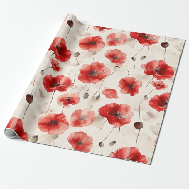 Papel De Regalo Elegante acuarela patrón de adornos (Desenrollado)