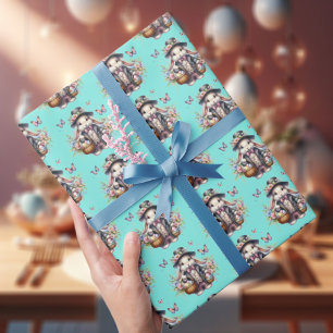 Papel De Regalo Elegante acuarela victoriana Flores de conejo de P