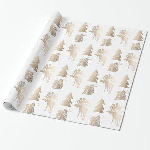Papel De Regalo Elegante adorable patrón rosa dorado Navidades
