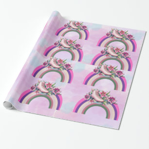Papel De Regalo Elegante alirio rosa rosa dorado arco iris floral