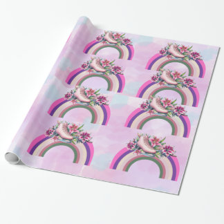 Papel De Regalo Elegante alirio rosa rosa dorado arco iris floral