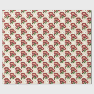 Papel De Regalo Elegante amapola de Borgoña y margarita blanca Pat