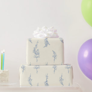 Papel De Regalo Elegante amarillo pálido y acero azul botánico